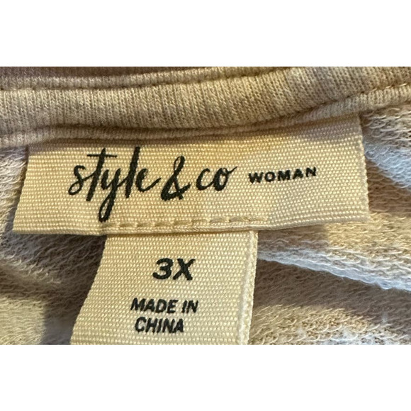 Style & Co Women's 3XL Beige‎ Medallion Embellished Long Sleeve Round Neck Top - Picture 5 of 5